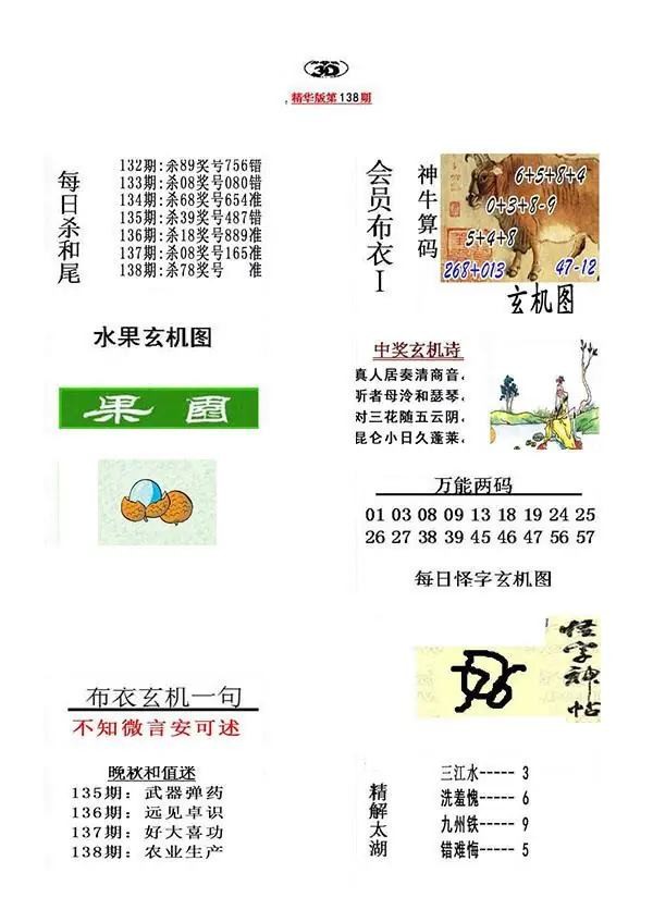 真精华布衣报2026138期3d图谜