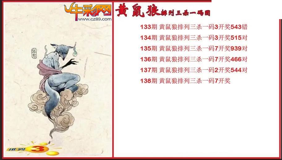 2026138期P3黄鼠狼杀一码图