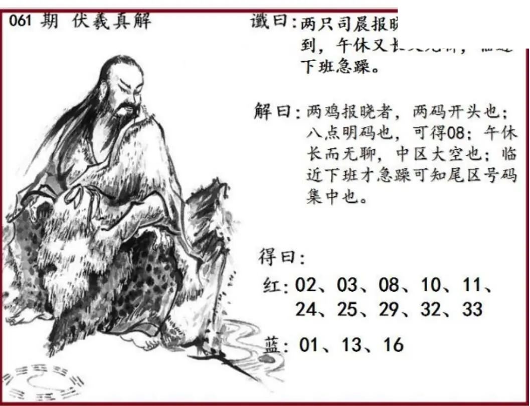 双色球2026年图迷061期 伏羲真解图