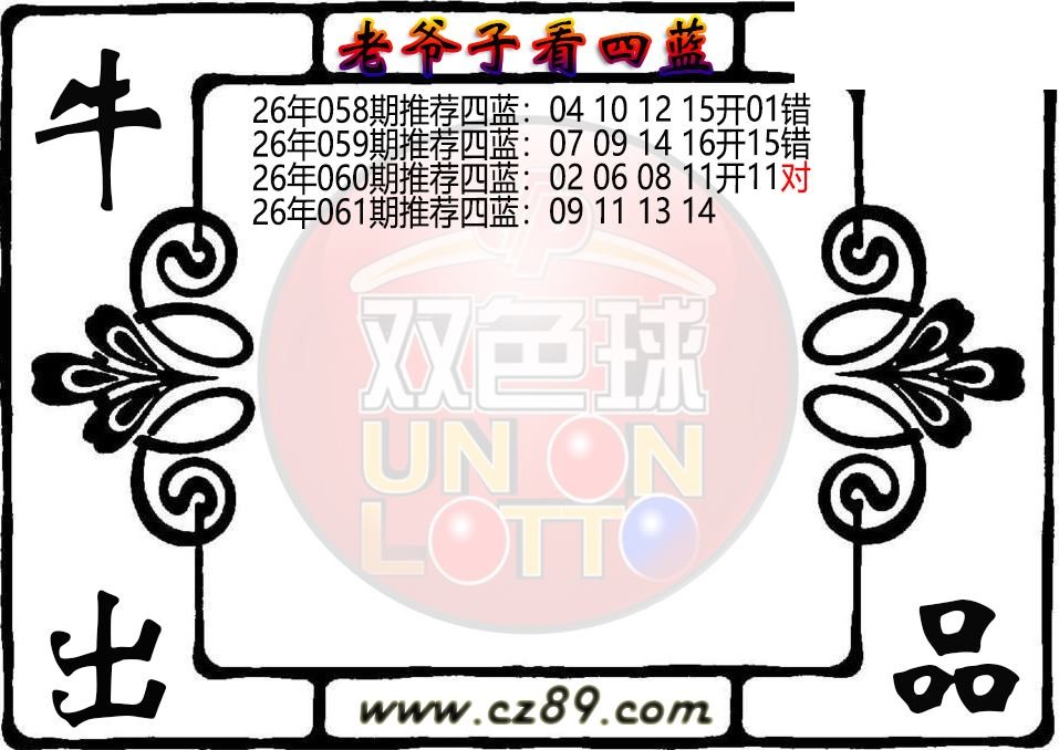 双色球061期 老爷子看四蓝图谜
