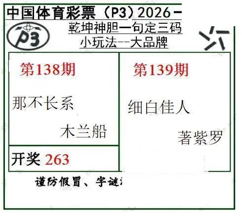 乾坤一句定三码26年139期P3图谜