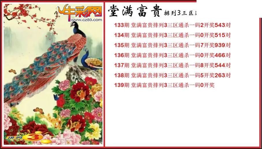 2026139期P3堂满富贵杀码图谜
