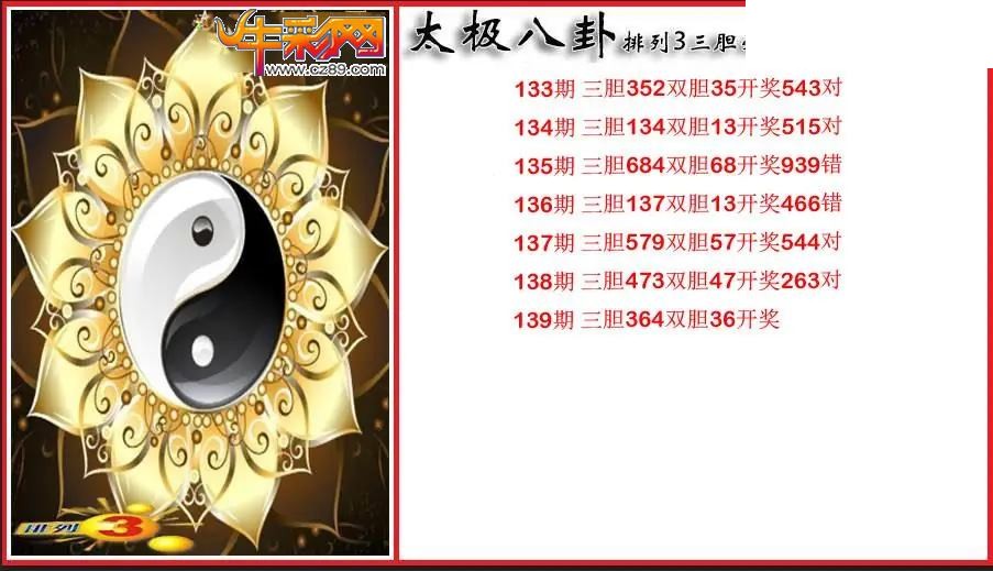 2026139期P3太极八卦三胆必出图