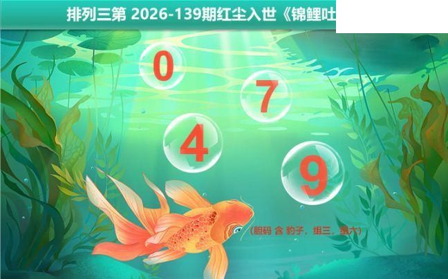 2026139期排列三 锦鲤吐胆图谜