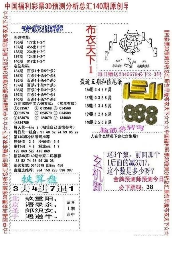 早版布衣2026140期3d图谜