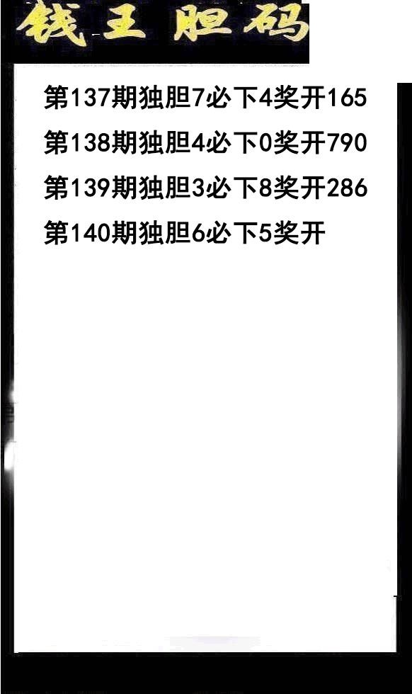 钱王胆码2026140期3d图谜