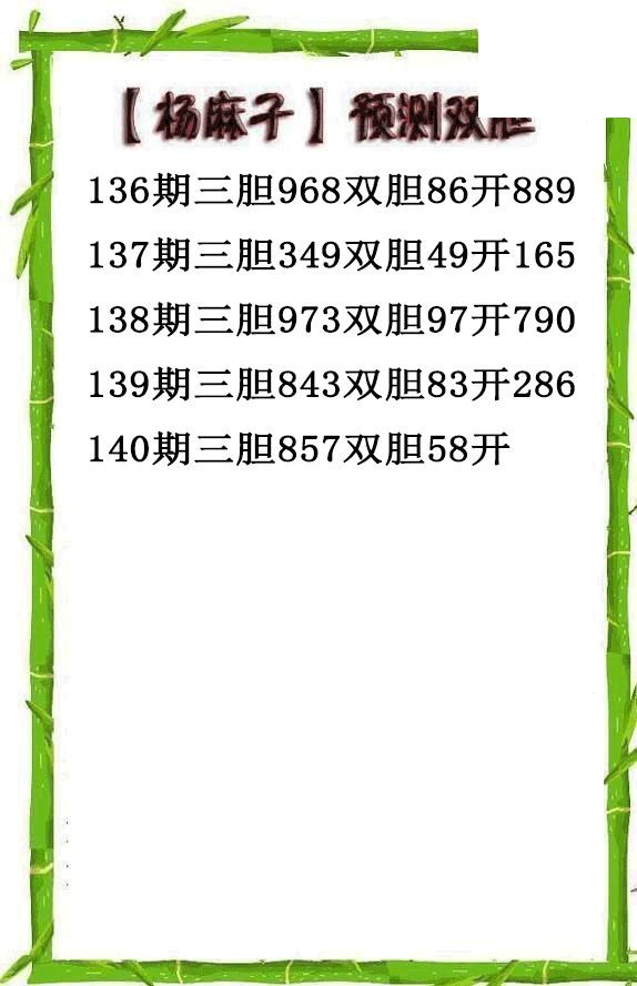 杨麻子双胆2026140期3d图谜