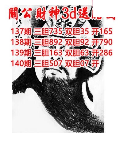 关公财神送胆2026140期3d图谜（原创）