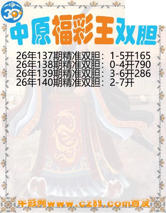 中原福彩王双胆140期3d图谜