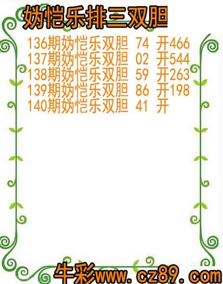 26年140期妫恺乐排三双胆图