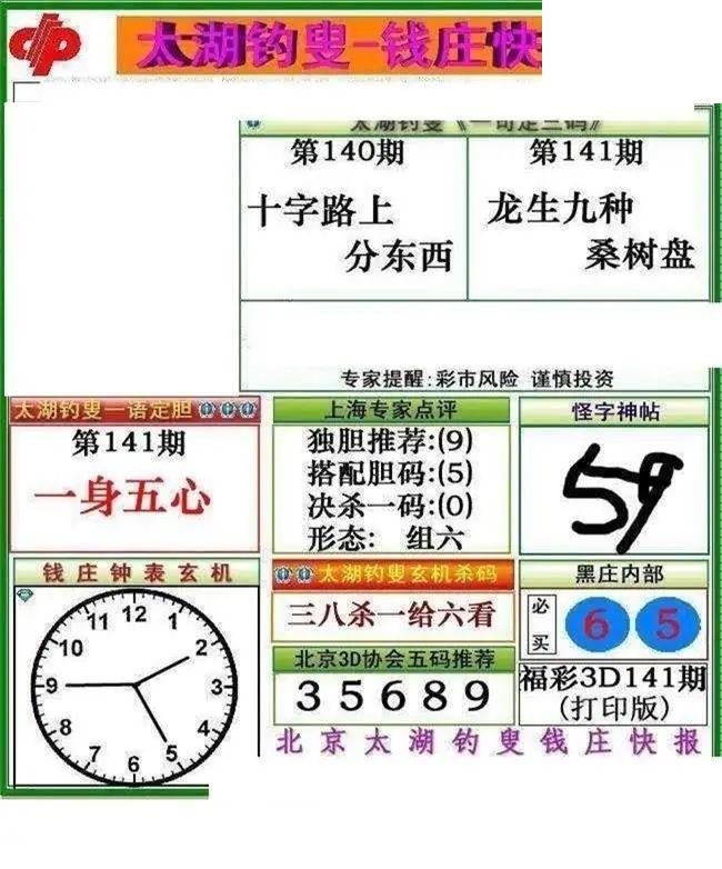 钱庄快报2026141期3d图谜
