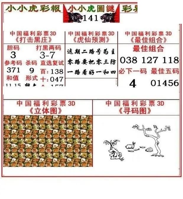 小小虎彩报2026141期3d图谜