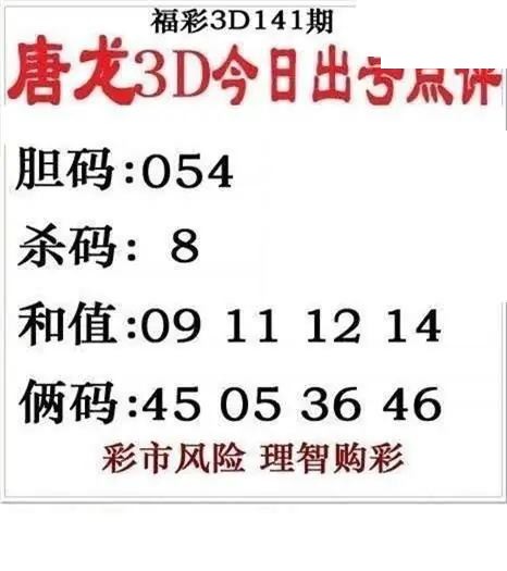 唐龙点评2026141期3d图谜