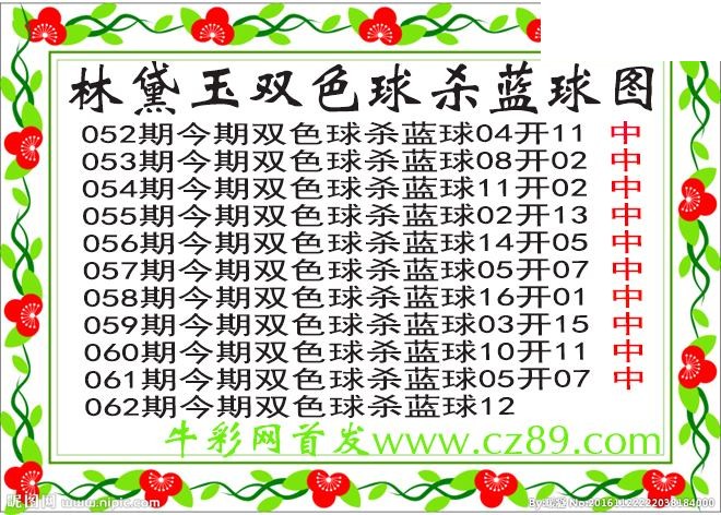 双色球062期 林黛玉杀蓝号图谜 10中10