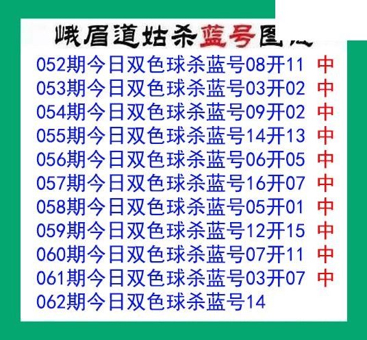 峨眉道姑杀蓝号061期双色球图谜 10中10