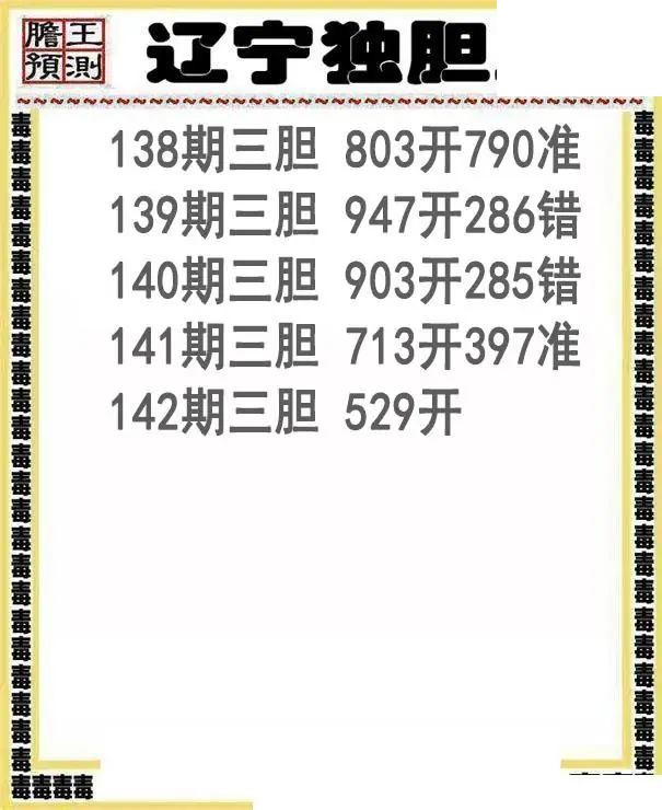 辽宁独胆王2026142期3d图谜