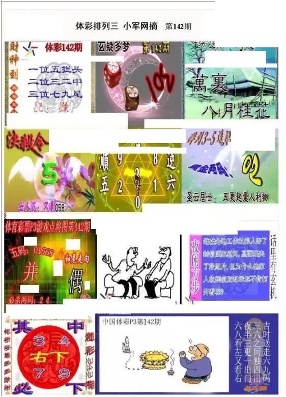 小军网摘26年142期体彩P3彩报图谜