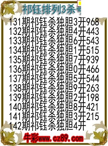 26年142期祁钰排列3杀号图