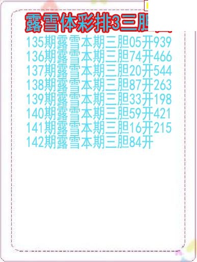 26年142期露雪体彩排3三胆图