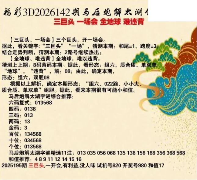 马后炮解26年142期3d太湖钓叟之 难违背