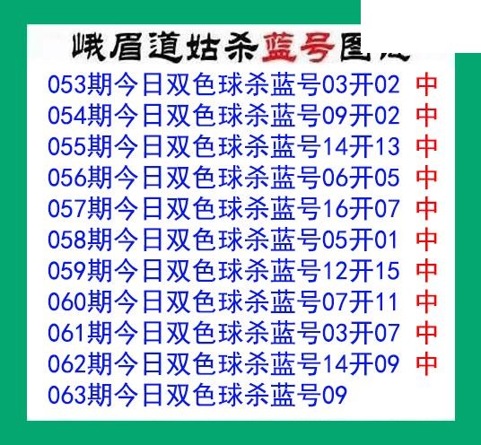 峨眉道姑杀蓝号063期双色球图谜 10中10