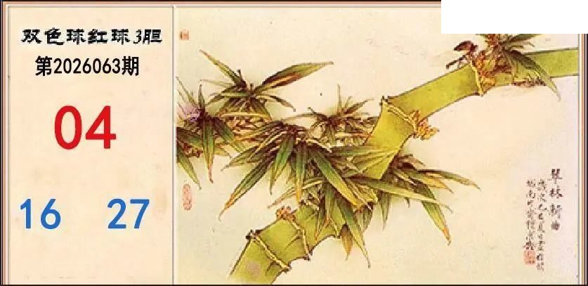 翠竹红球三胆26年063期双色球图谜