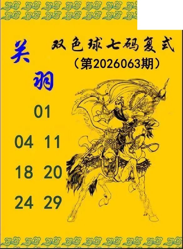 关羽七码复式26年063期双色球图谜