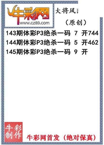 大将风范杀码145期体彩p3图谜（原创）