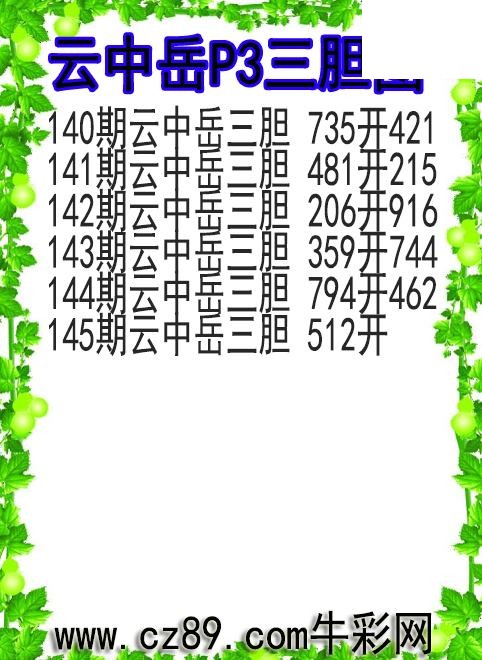 26年145期云中岳P3三胆图