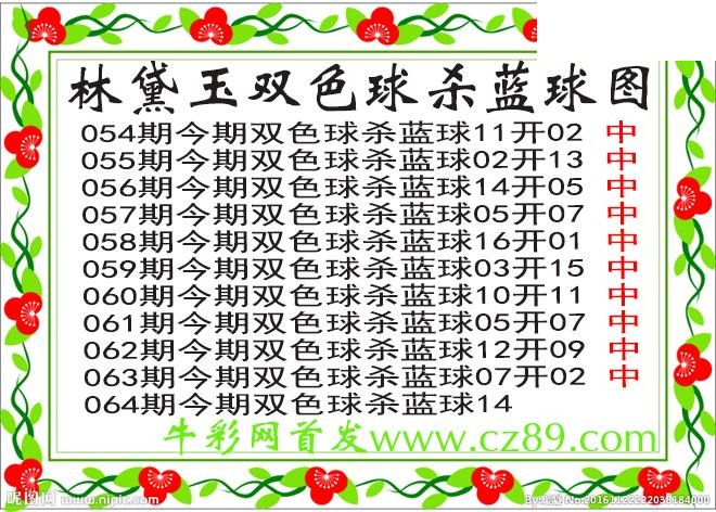 双色球064期 林黛玉杀蓝号图谜 10中10
