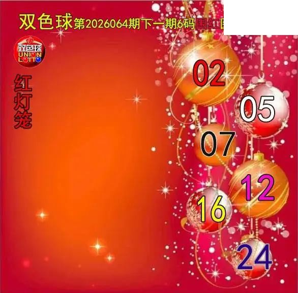 双色球2026年图迷064期 红灯笼六码围红图