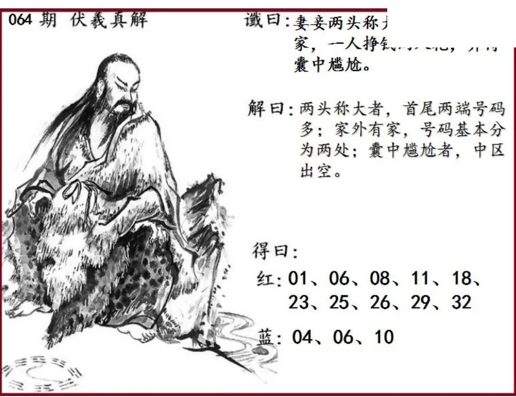 双色球2026年图迷064期 伏羲真解图