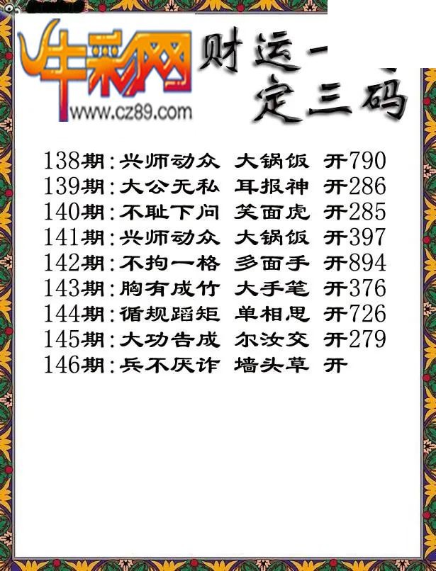 福彩3D2026146期图谜汇总