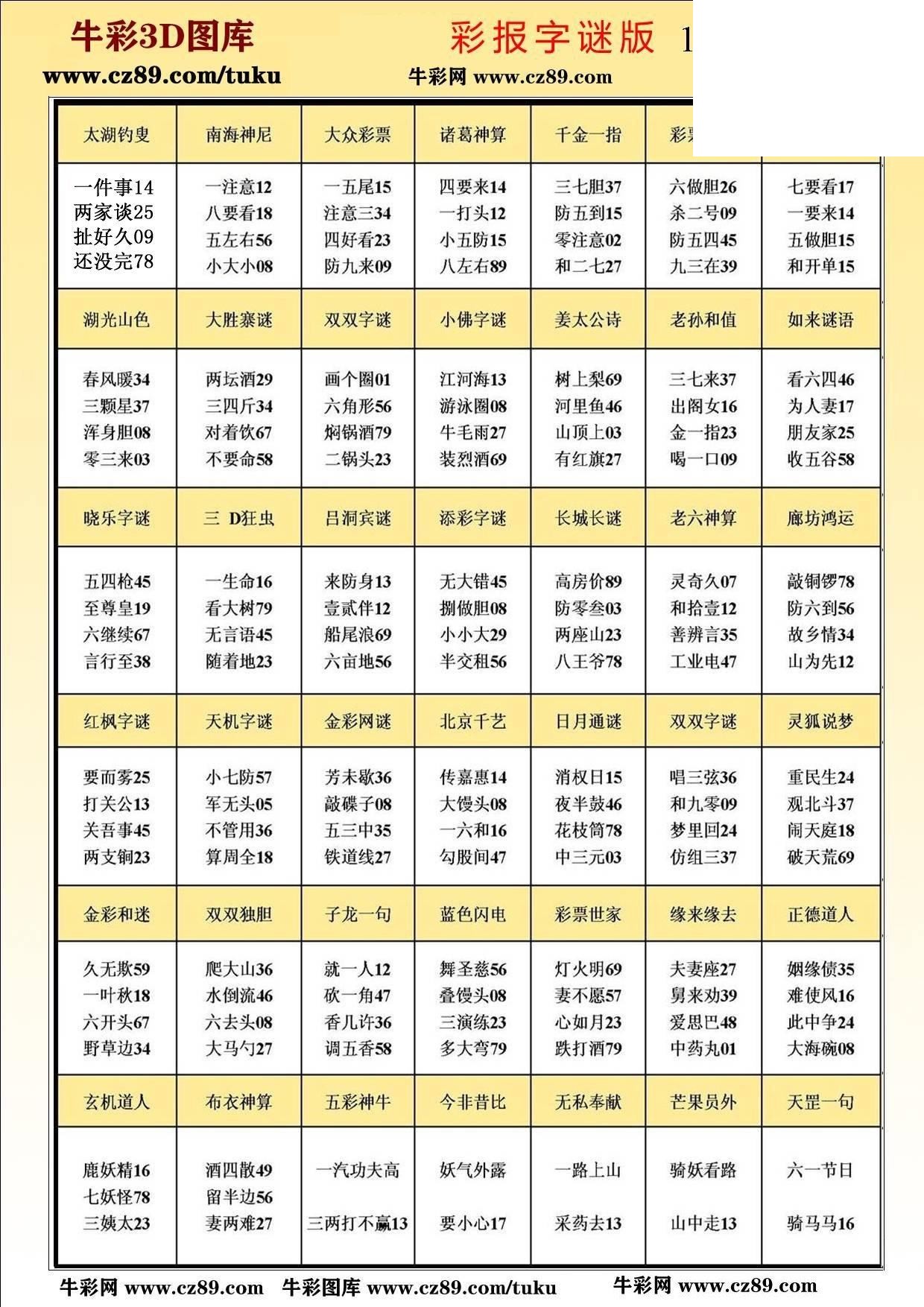 版3D字谜彩报图26年146期打印版