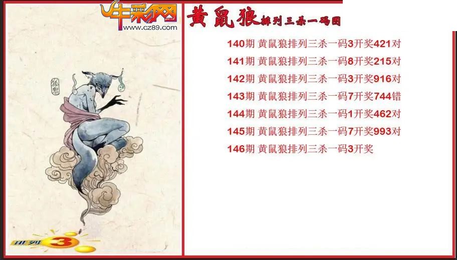 2026146期P3黄鼠狼杀一码图