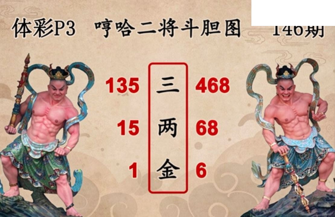 2026146期排列三 白鱼舟P3图谜二将斗胆图