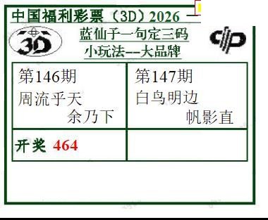 2026147期蓝仙子一句定三码
