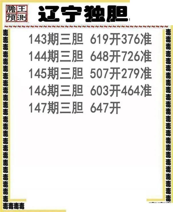 辽宁独胆王2026147期3d图谜