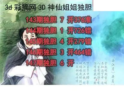 神仙姐姐独胆2026147期3d图谜