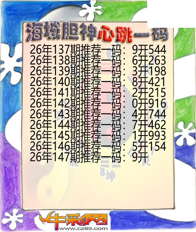 海城胆神心跳一码147期体彩P3图谜