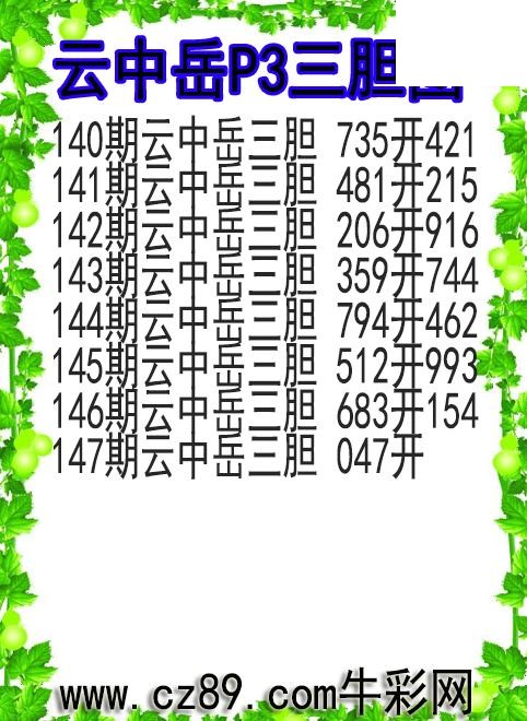 26年147期云中岳P3三胆图
