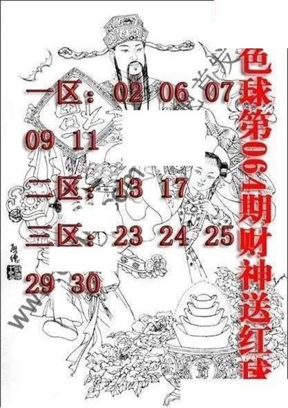 福彩双色球2026年064期财神送红球图谜