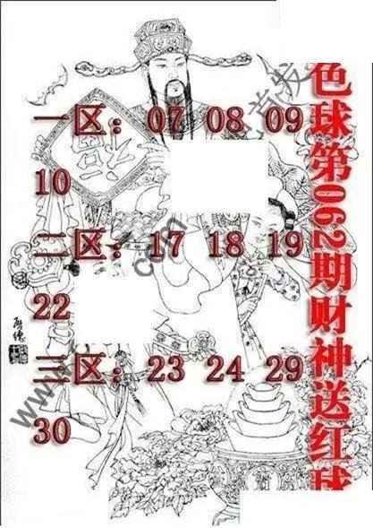 福彩双色球2026年062期财神送红球图谜