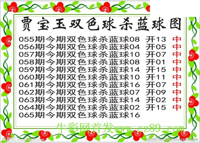 双色球065期 贾宝玉杀蓝号图谜 10中10