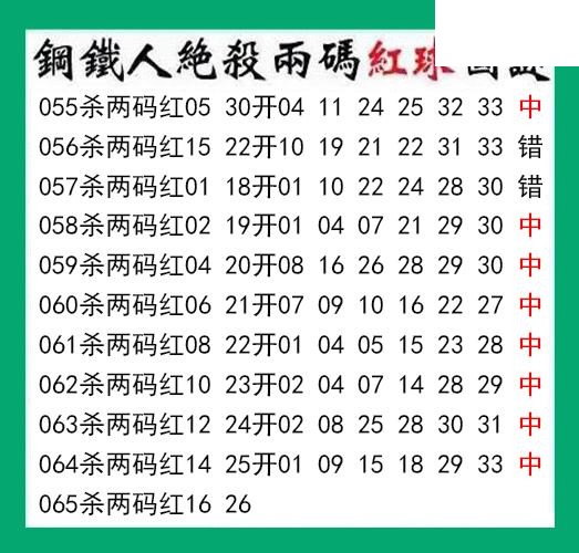 钢铁人杀两码红球065期双色球图谜 10中8