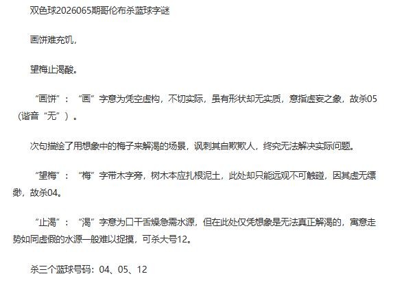 26年福彩双色球065期 哥伦布一句杀蓝球字谜