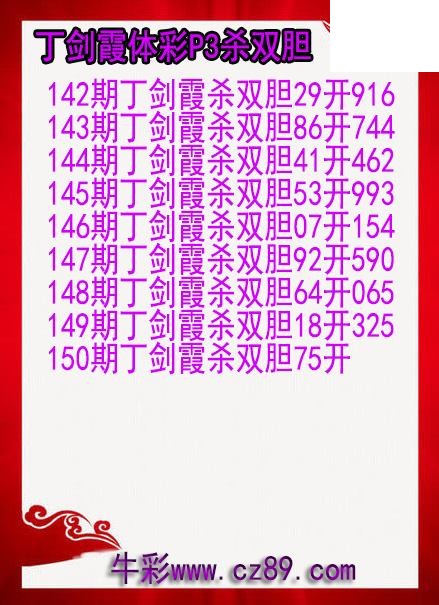 26年150期丁剑霞体彩P3杀双胆图