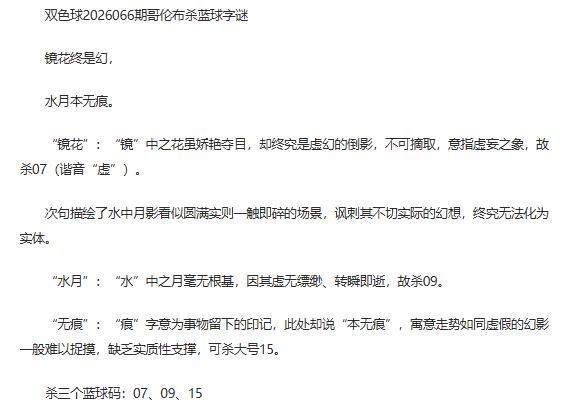 26年福彩双色球066期 哥伦布一句杀蓝球字谜