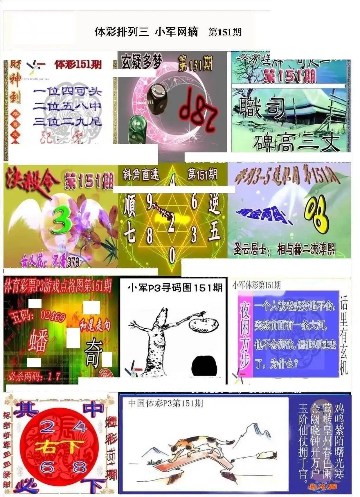 小军网摘26年151期体彩P3彩报图谜