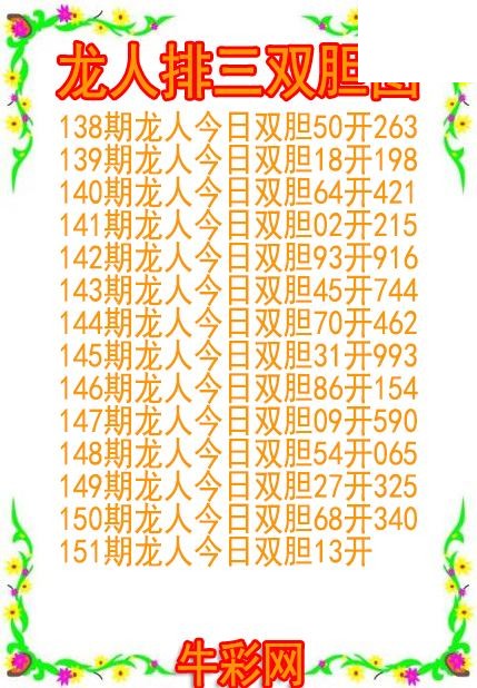 26年151期龙人排三双胆图